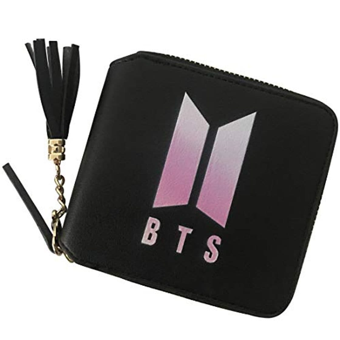 Product BTS Cartera de Monedero con Cremallera y Borla de Cuero con 1