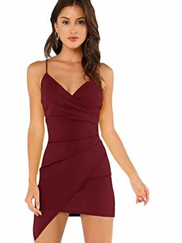 Producto SOLY HUX Mujer Vestido Ajustado Corto Sin Mangas de Tirante Bajo Asimétrico