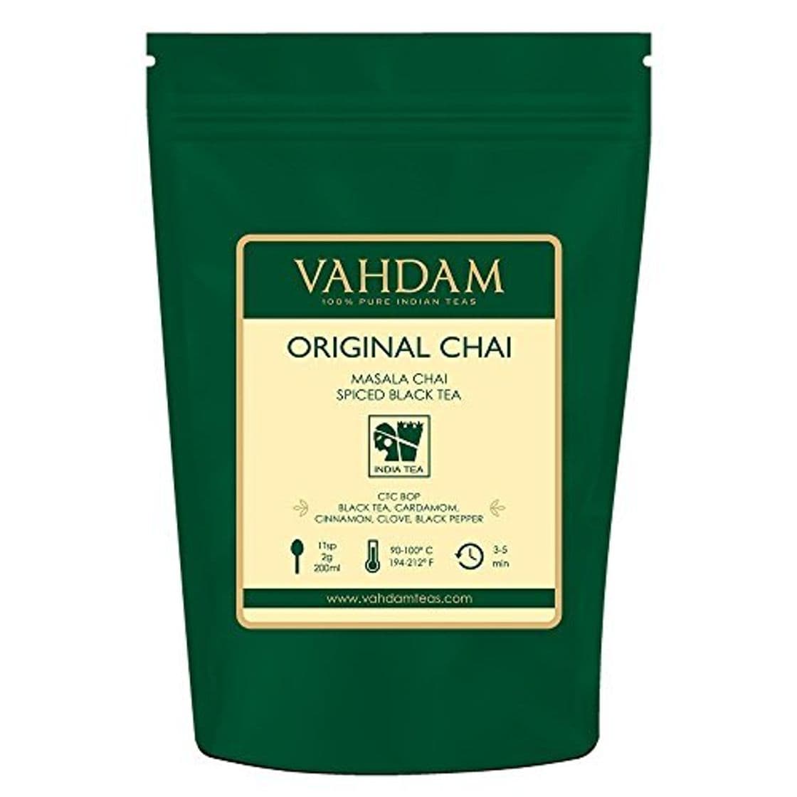 Product VAHDAM, Hoja original india Masala Chai - 100 tazas, 200 gramos -