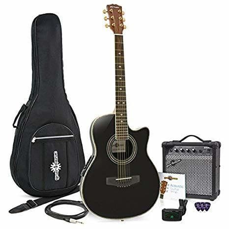 Moda Set de Guitarra Electroacustica Roundback Negra