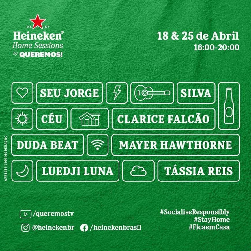 Fashion QueremosTv + Heineken dia 18 e 25 de abril as 16h