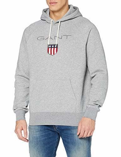 Fashion Gant Shield Sweat Hoodie, Sudadera con Capucha para Hombre, Grau