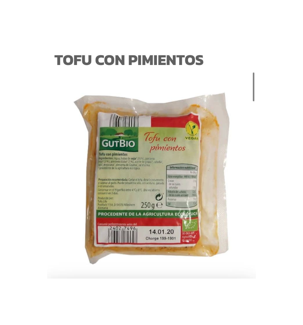 Producto Tofu con pimiento