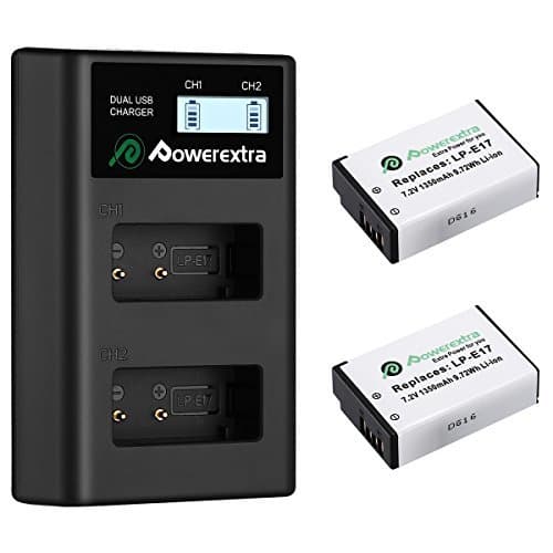 Electronic Powerextra Batería LP-E17 1350mAh con Cargador Pantalla LCD para Canon LP E17