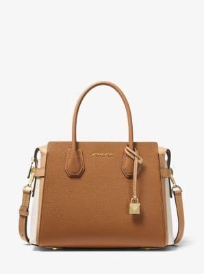 Product Mercer Medium Tri-Color Pebbled Leather Belted Satchel

