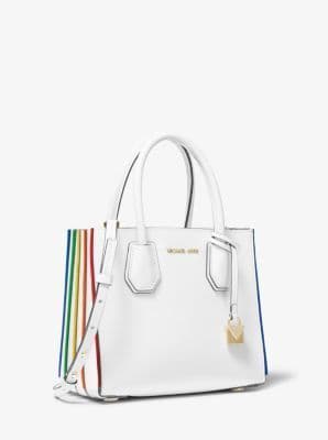 Product Mercer Medium Rainbow-Trim Leather Accordion Crossbody Bag