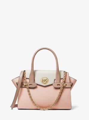 Product Carmen Small Color-Block Saffiano Leather Belted Satchel