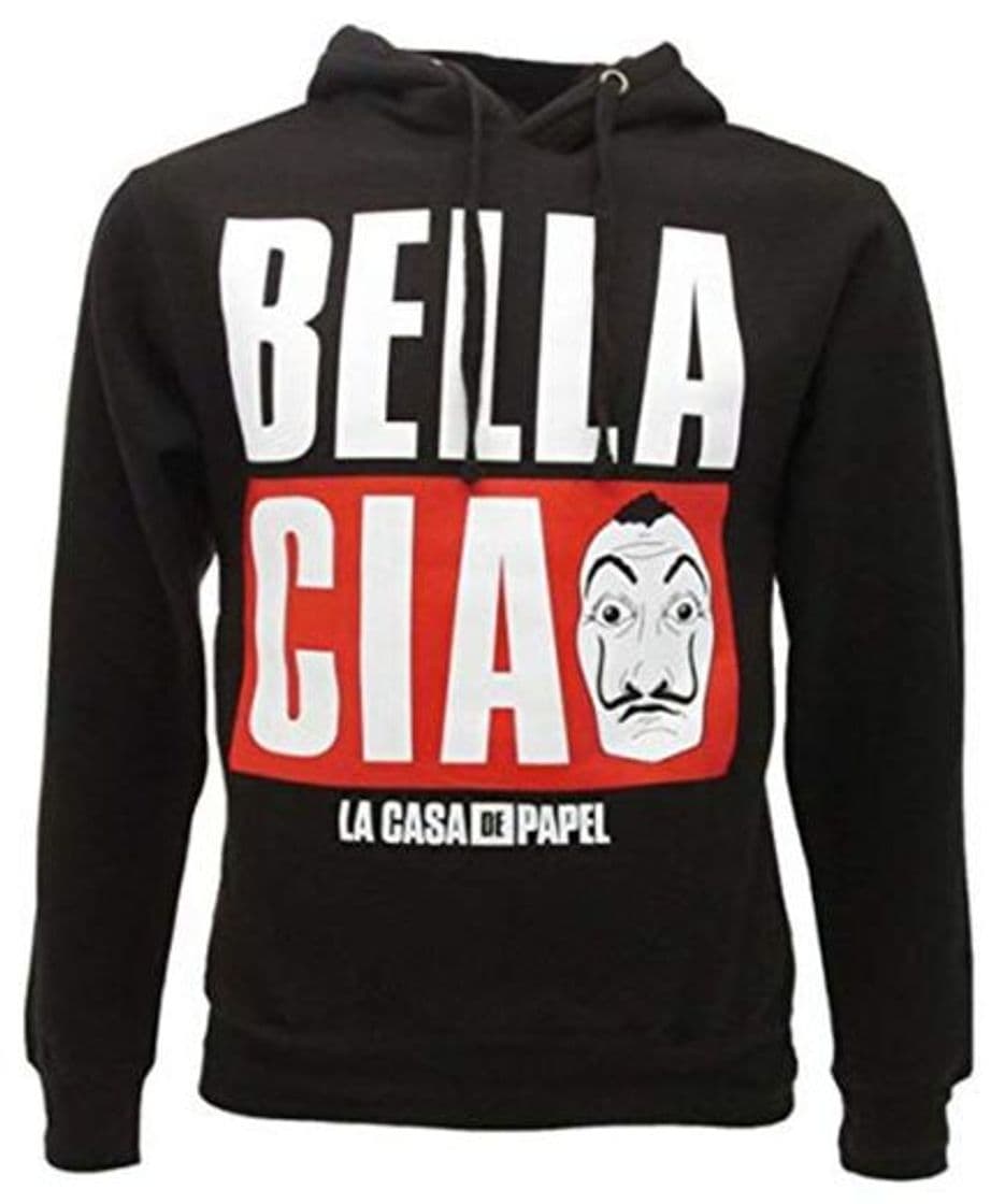 Product Casa de Papel - Sudadera con Capucha Negra Impresión Frontal Bella Ciao