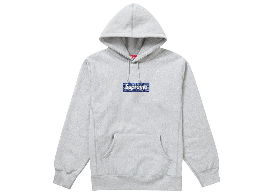 Moda Supreme Bandana Box Logo Hooded Sweatshirt Heather Grey

