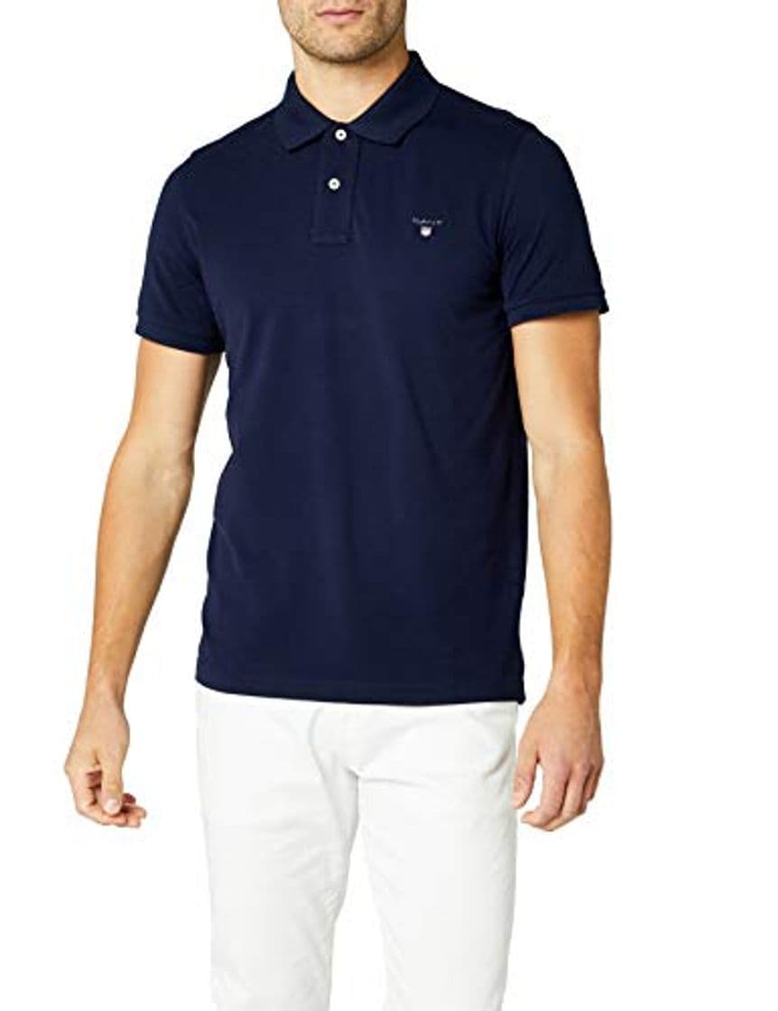 Product GANT Solid Pique SS Rugger, Polo para Hombre, Azul