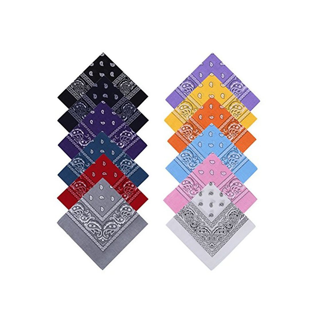 Fashion YISSVIC 12pcs Pañuelos Bandanas para Cabeza y Cuello Multicolor Múltiple de 100%