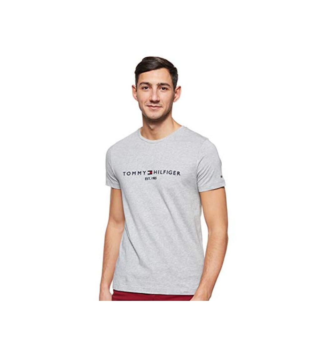 Moda Tommy Hilfiger Logo T-Shirt Camiseta Informal, Gris