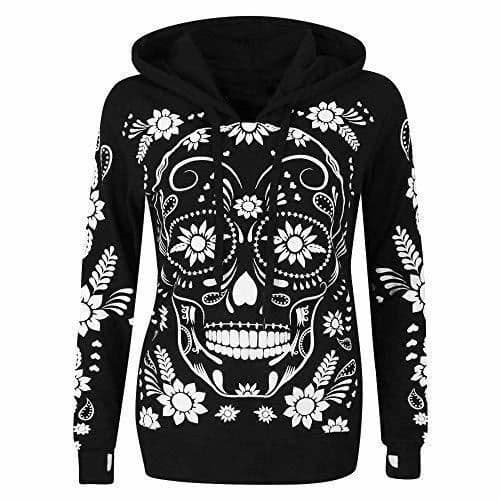 Producto K-youth Moda para Mujer Impresión de Calavera Suelta de Manga Larga Sudaderas