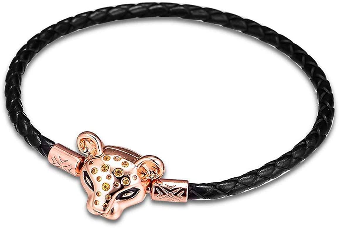 Producto FINLN 20.5cm Pulsera Pulsera de Cuero de Princesa de león para Mujer Pulseira Feminina Masculina Plata 925 Joyas