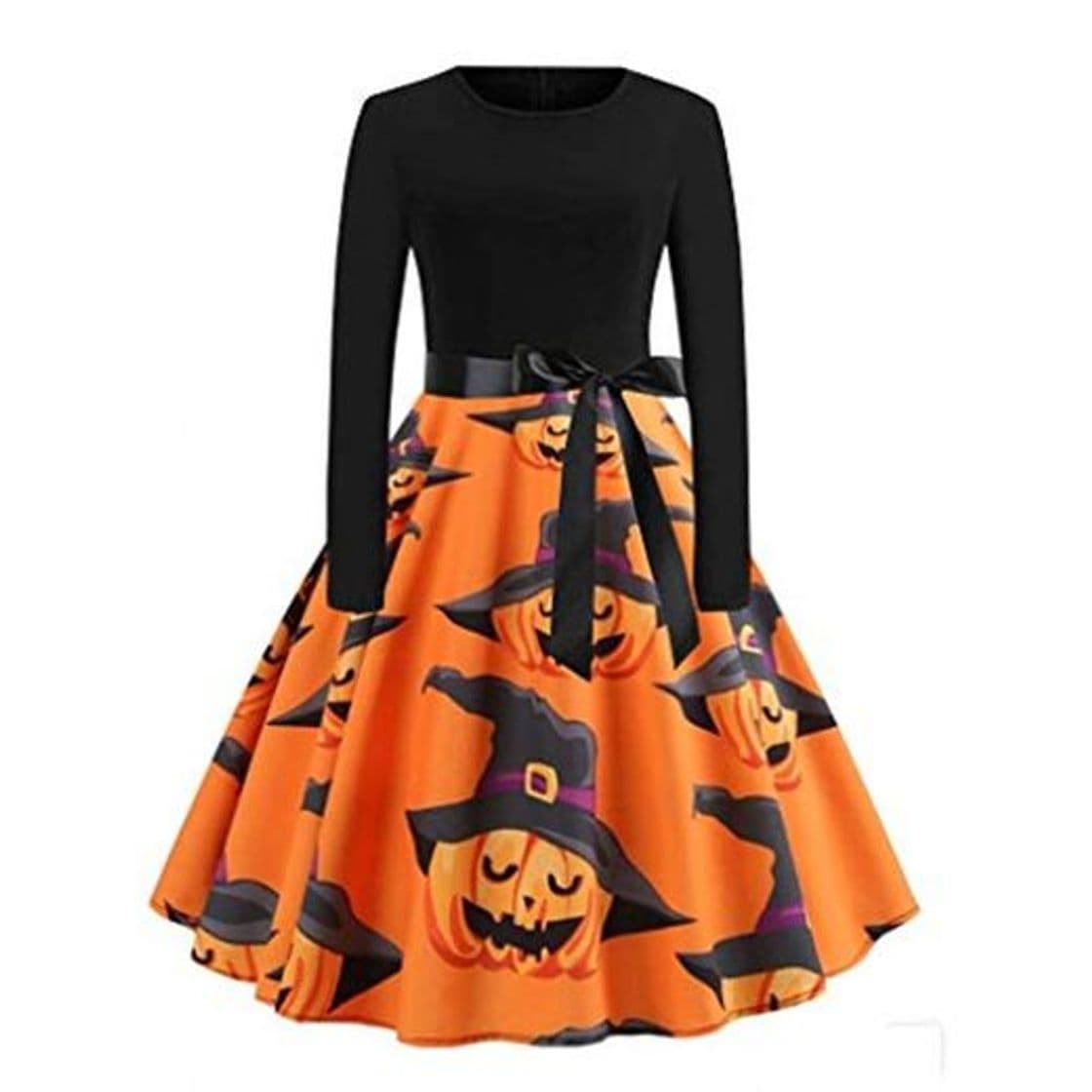 Producto SHOPZZ Disfraz De Halloween Halloween Vintage Flare Dress Mujer Manga Larga Notas