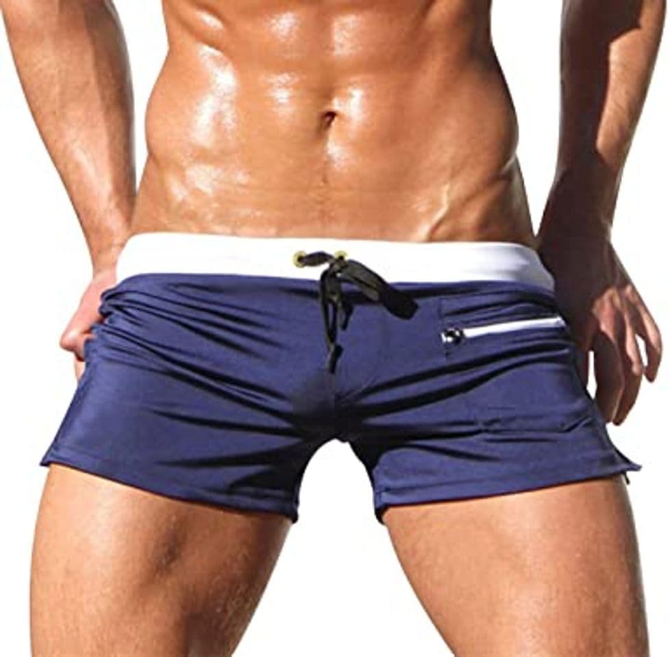 Product Bañador Natacion Hombre Bañadores Hombre Cortos Traje de Baño Trajes de Baño para Hombres Bañador Piscina Surf Playa Caballero Deportivo Pantalonetas Short de Baño Hombre Corto Ajustados Azul XL