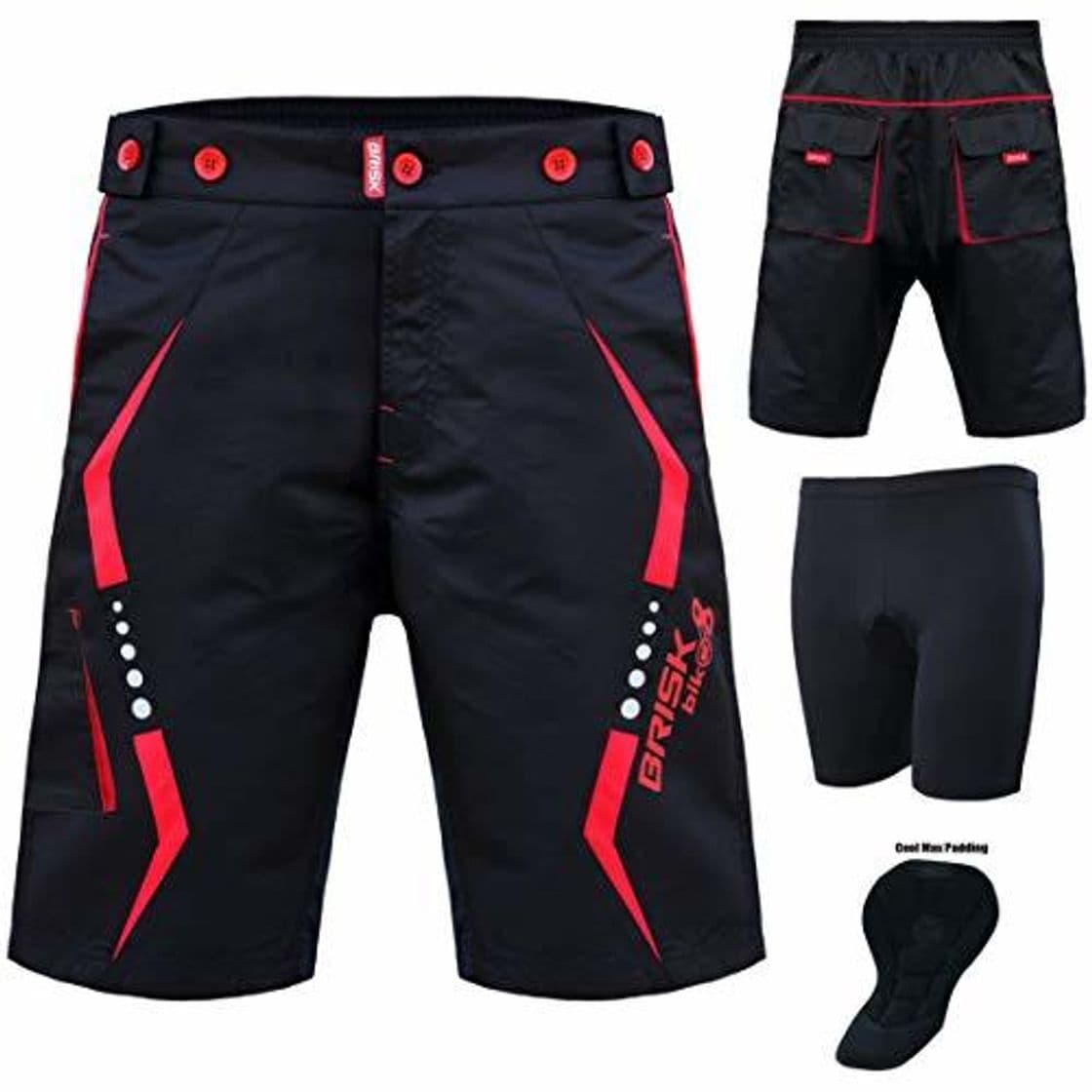 Place Brisk Bike MTB Cycling Shorts Pantalones cortos, Hombre, Multicolor