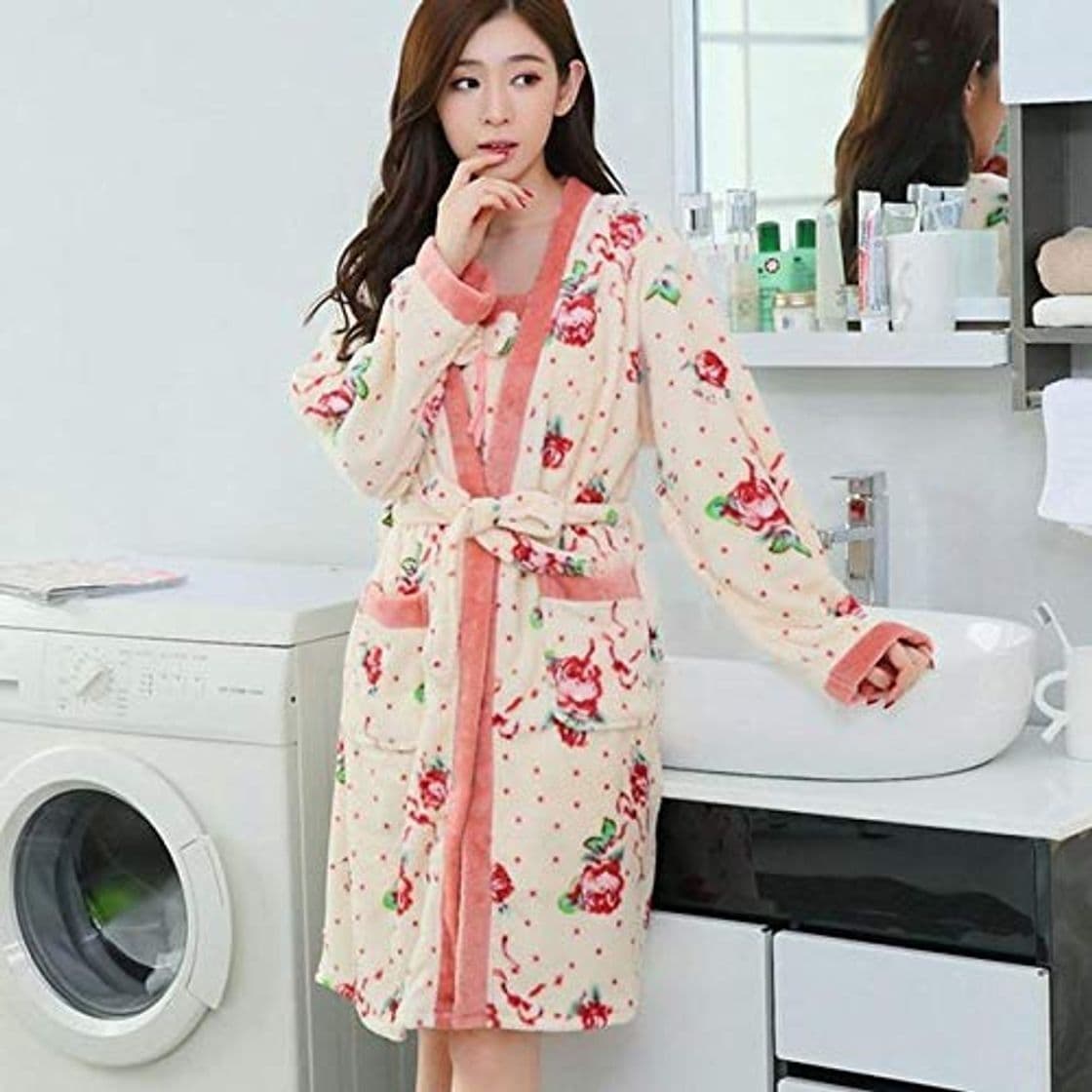 Moda IXIIXI Albornoces para 2PCS Soft Cute Sleepwear Robe Set Winter Nightwear Ropa