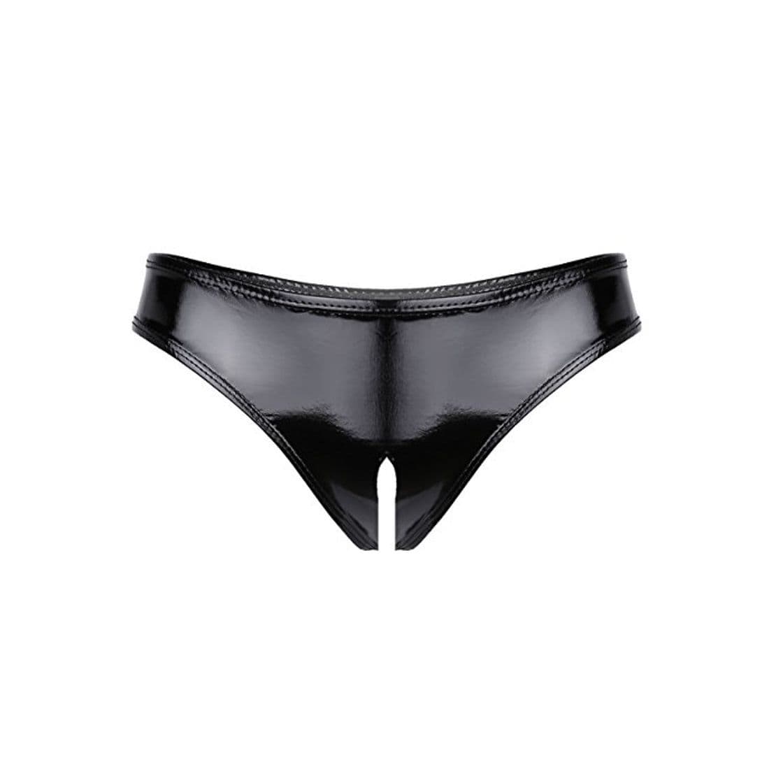 Moda iiniim Bragas Atractivas Mujer Lencería Erótica Entrepierna Abierta Ropa Interior Tanga Negra de Charol Slip Bikini Shorts para Mujer Chica Negro Medium