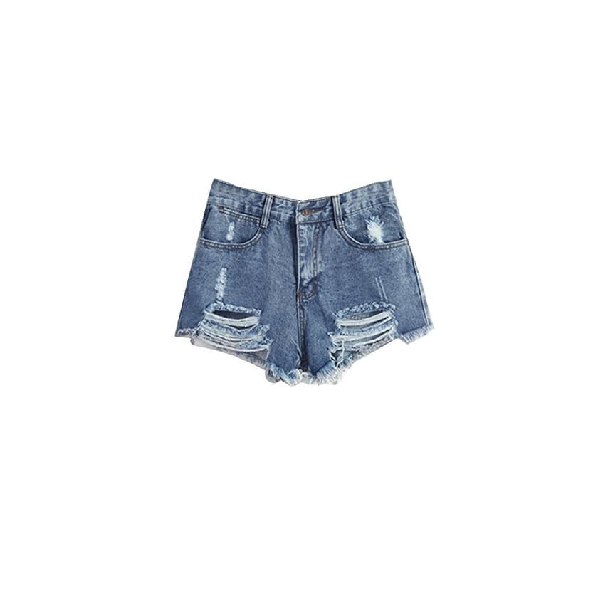 Moda Mujer Push Up Boyfriend Cintura Alta Retro Rasgados Rotos Shorts Pantalones Cortos