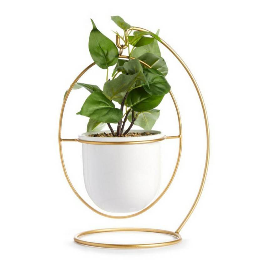 Moda PRIMARK Vaso Planta Artificial Branco e Dourado

