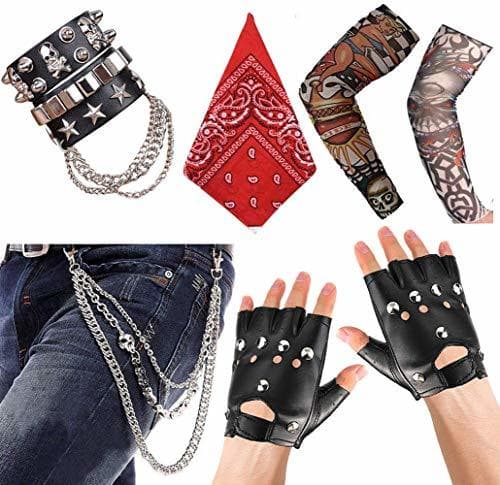 Product Aperil Hombres Punk Gothic Rocker Kit 70s 80s 90s Accesorios de Disfraces