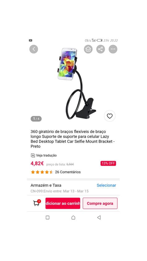 Product Braço de suporte de telefone gira e vira até 360°