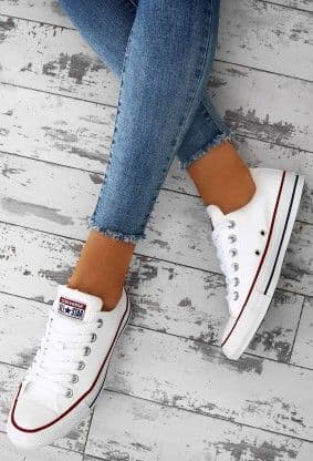 Fashion Converse Chuck Taylor All Star Ox, Zapatillas de Lona, Unisex, Blanco