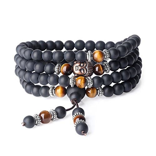 Producto COAI® Pulsera Collar de 108 Cuentas Mala Piedra Natural Ónice Mate y