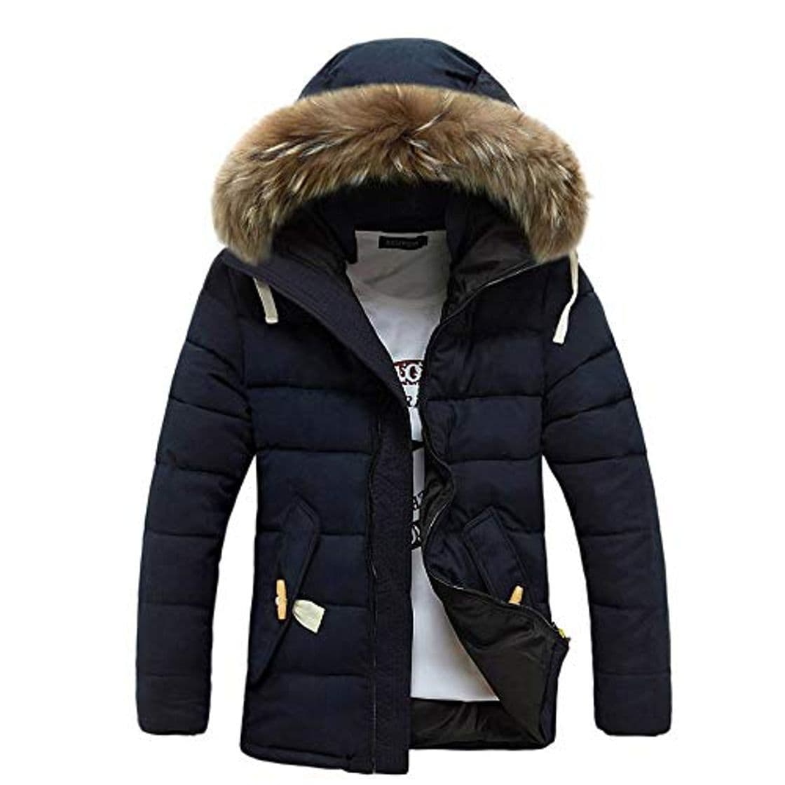 Moda BaZhaHei Hombre Invierno Cazadoras De Plumas Calor Grueso Manga Larga Encapuchado Chaquetas Acolchado Hombre Inverno Chaqueta Acolchada con Capucha De Pelo Espesar Cálido para hoombre