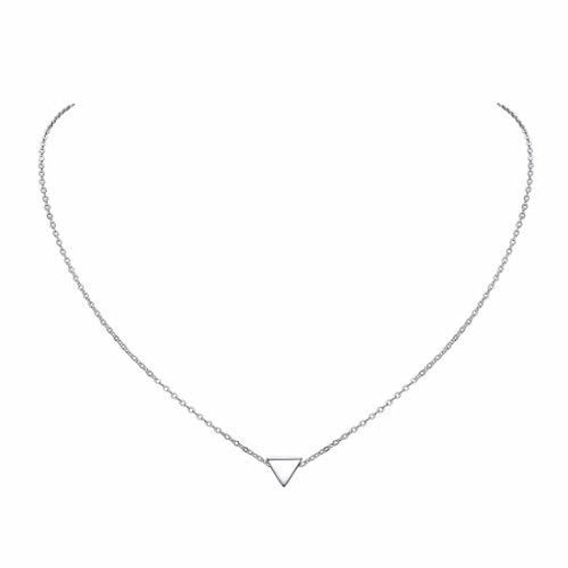 Moda ChicSilver Triángulo Colgante Pequeño Oro Blanco Plata de Ley 925 Collar Moderna