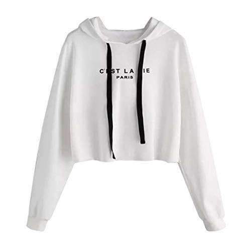 Fashion Women Sweatshirt Hoodies Short Letter Casual Long Sleeve Jumper Pullover Solid Blouse