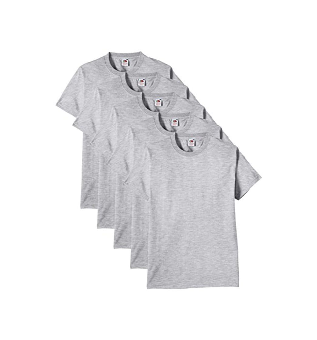 Fashion Fruit of the Loom Heavy Cotton tee Shirt 5 Pack Camiseta, Gris