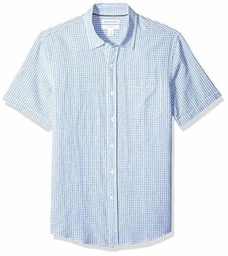 Producto Amazon Essentials - Camisa de lino a rayas, de manga corta y