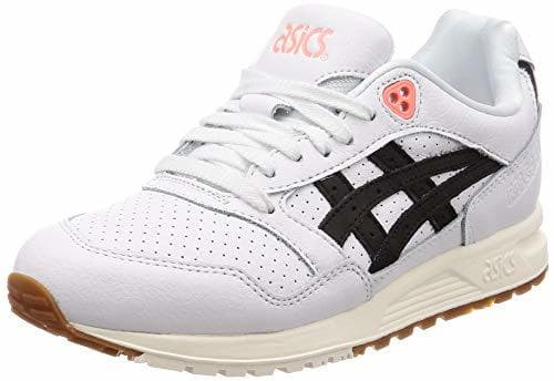 Fashion ASICS Gel-Saga Hombres Blanco/Negro Cuero Zapatillas-UK 8