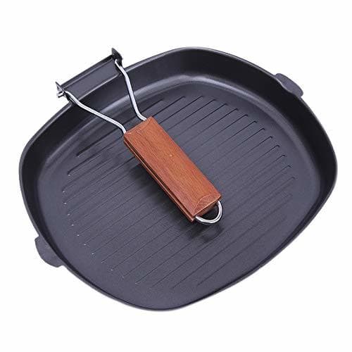 Place cng 20-28cm Iron Non-Stick Steak Frying Pan Foldable Steak Pot Thick Stripe