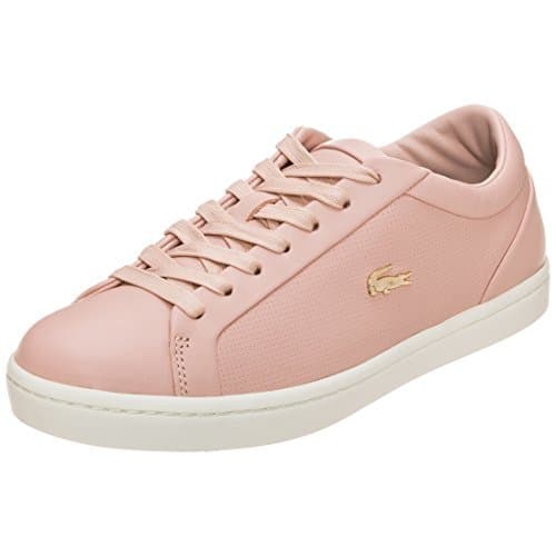 Producto Lacoste Women'S Straightset 118 2 Perforated Leather Trainer Natural-Pink-4 Size 4