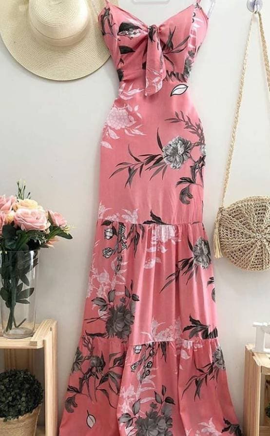 Moda Vestido Mujer Bohemio Largo Verano Playa Fiesta Floral Manga Corta Cuello en