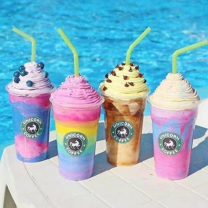 Fashion Rainbow ombré frappachino Starbucks unicorn recipes