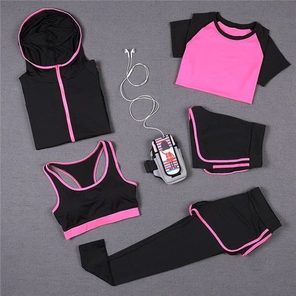 Moda $48.99
Women 5PC Yoga Set for Running T-Shirt Tops Sports Br