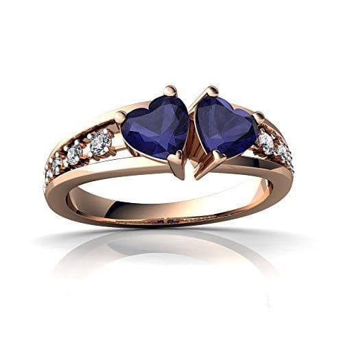 Fashion 14kt Rose Gold Sapphire and Diamond 5mm Heart Delicate Heart