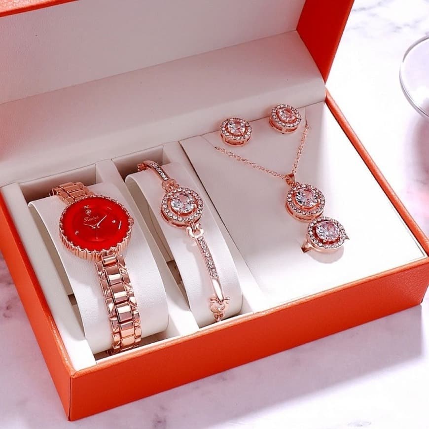 Fashion Women Watches Bracelets Set Casual Ladies Dress Gift Box 6pc