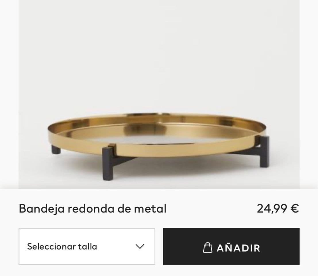 Product Bandeja redonda de metal - Dorado - HOME