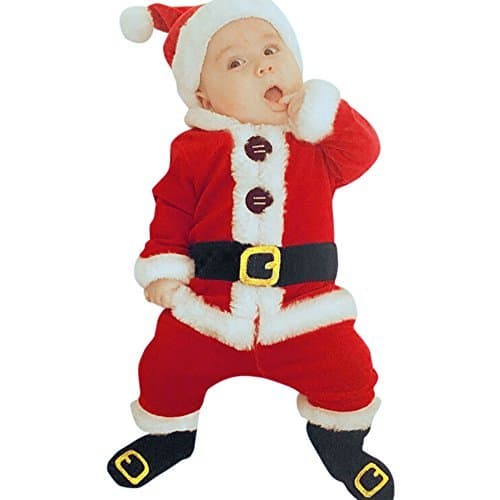 Place Disfraz Navidad Bebe Niña Niño Fossen 4PCS Conjunto de Ropa Papá Noel