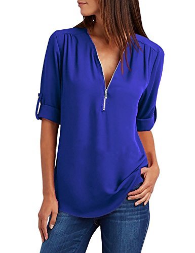 Fashion UMIPUBO Blusas y Camisa Mujer Vaquera Sexy Camisetas de Gasa Tops Cremallera