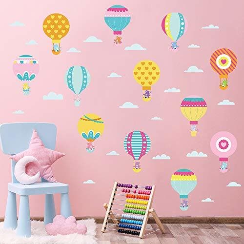 Producto decalmile Pegatinas de Pared Globos Aerostáticos Bebés Vinilos Decorativos Oso Nube Adhesivos