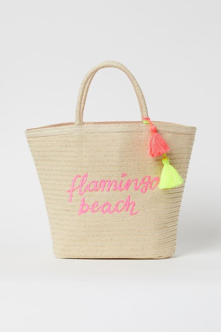 Product Shopper com borlas bege claro flamingo beach H&M