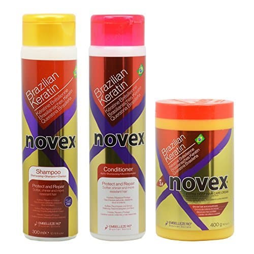 Belleza Embelleze Novex Brazilian Keratin Shampoo & Conditioner 10.14oz & Deep Hair Cream