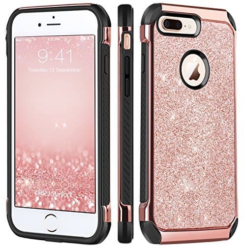 Lugar BENTOBEN Funda iPhone 8 Plus Silicona, Carcasa iPhone 8 Plus Case Purpurina,