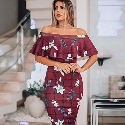 Lugar Vestidos De Casual para Mujer Vestido Estampado con Un Hombro con Volantes